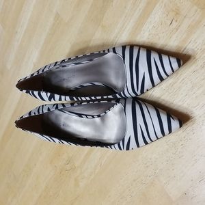 Zebra print kitten heels